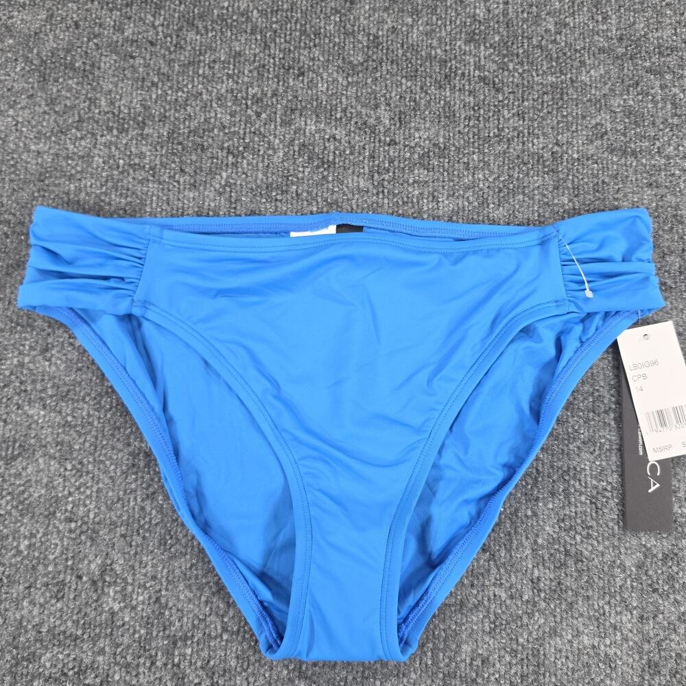 La Blanca Women's Size 14 Blue Ruched Side Bikini Bottom Swimwear